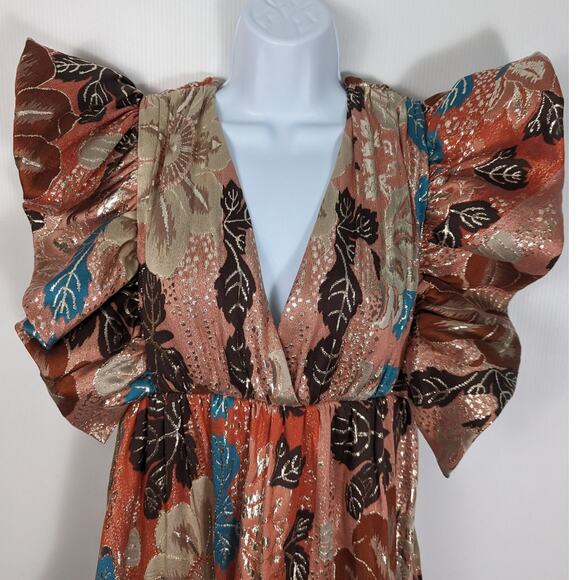 Ulla Johnson Fontaine Metallic Midi Dress Amaryllis Multicolor Runway  2 NWT - Picture 4 of 14